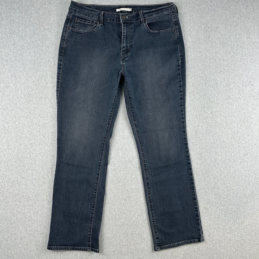 Levi‎ 505 Jeans Womens 14S Blue Straight Leg Denim Dark Wash Stretch